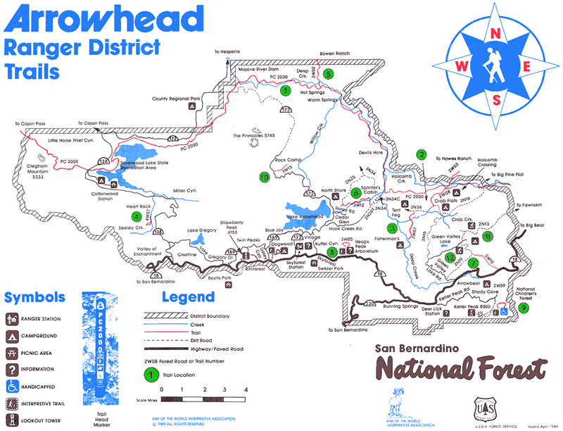 Lake Arrowhead Hiking Map.